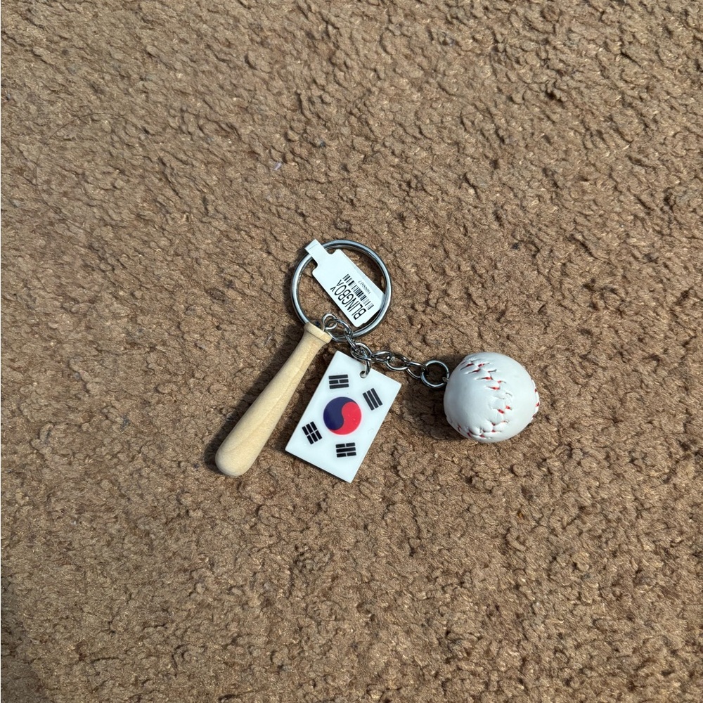 Baseball Keychain with Bat and Korea Flag from BLINGBOX KOREA trinket accessory